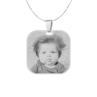 Ketting Graveren Hanger vierkant zilverkleurig