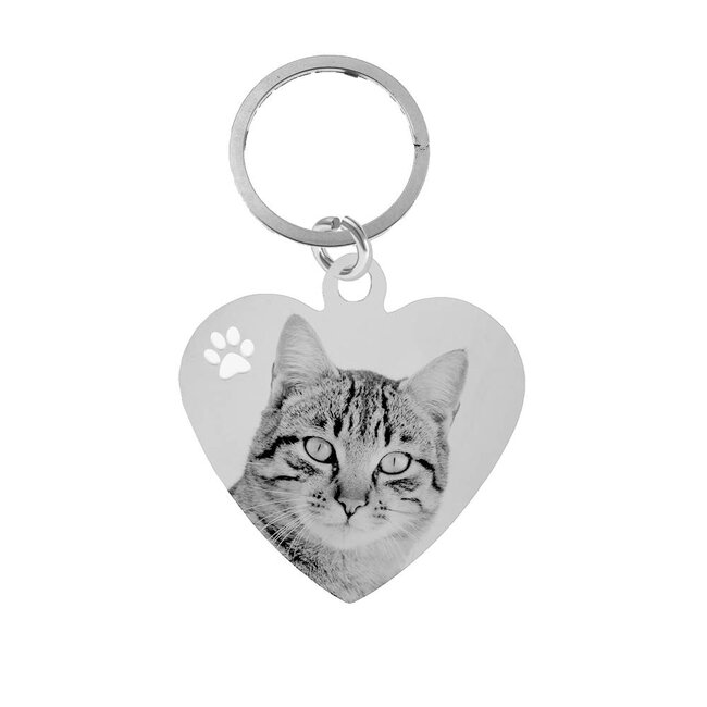 Sleutelhanger Graveren Hart Klein Zilverkleurig met foto en of tekst