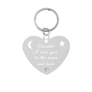 Sleutelhanger Graveren Hart Diamond Zilverkleurig