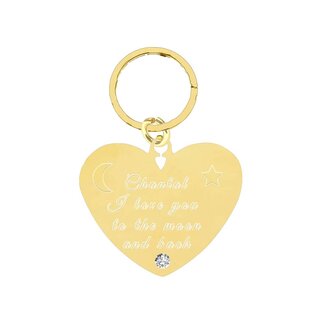 Sleutelhanger Graveren Hart Diamond Goudkleurig