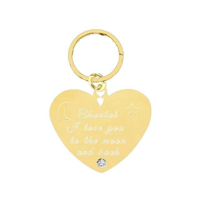 Sleutelhanger Graveren Hart Diamond Goudkleurig met tekst