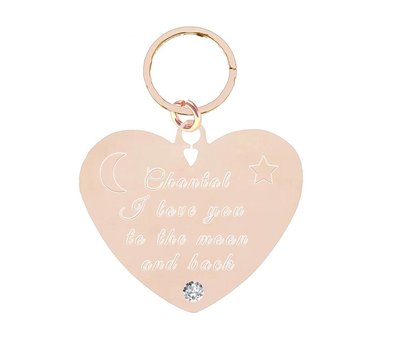 Sleutelhanger Graveren Sleutelhanger Graveren Hart Diamond Rosé Goudkleurig met tekst