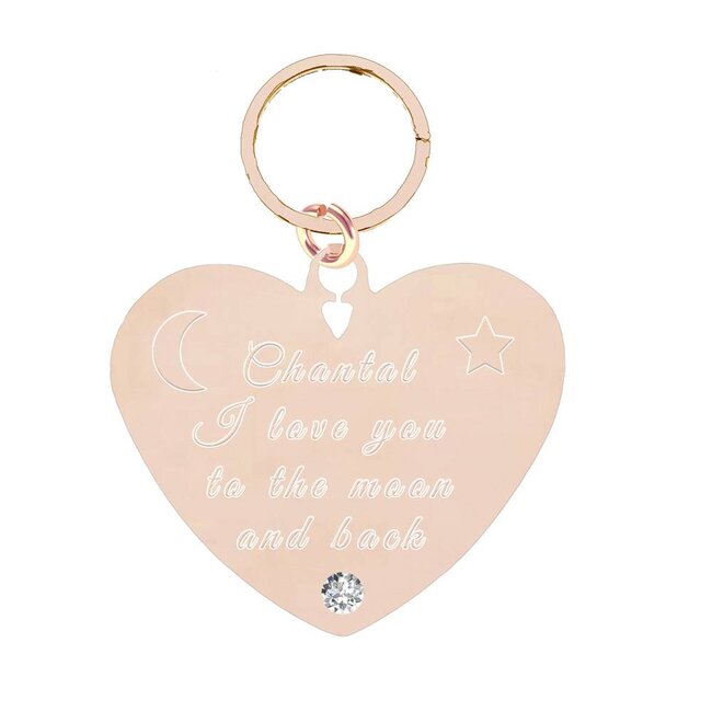 Sleutelhanger Graveren Hart Diamond Rosé Goudkleurig met tekst