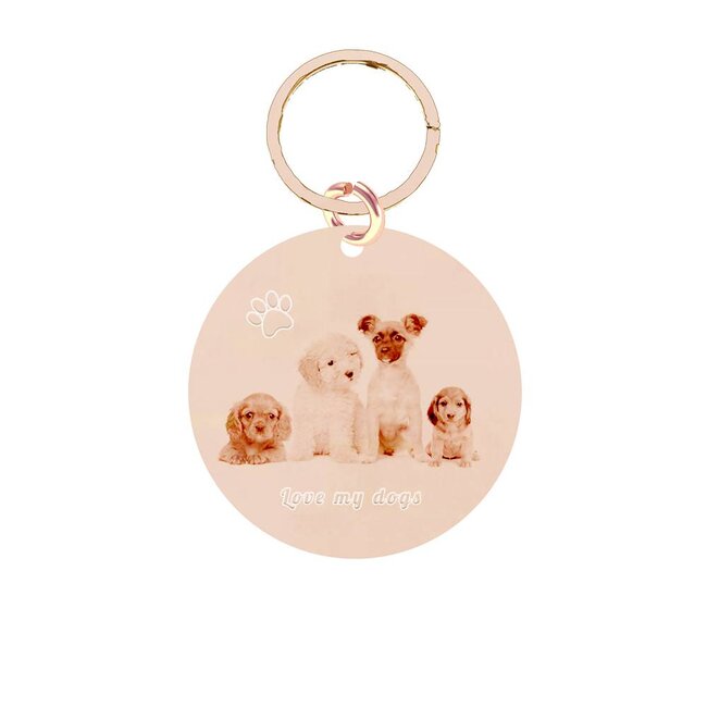 Sleutelhanger Graveren Rond Groot Rosé Goudkleurig met foto en of tekst