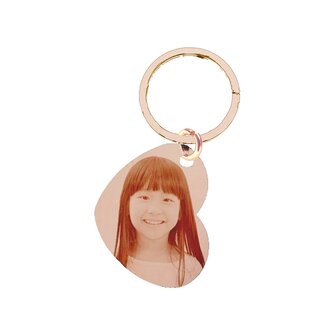 Sleutelhanger Graveren Hart Gekanteld Rosé Goudkleurig