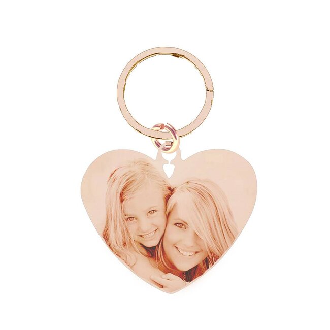 Sleutelhanger Graveren Hart Liefde Rosé Goudkleurig met foto en of tekst