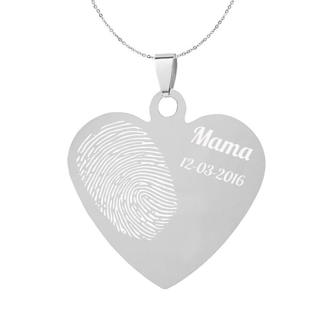 Vingerafdruk sieraad hart klein zilverkleurig