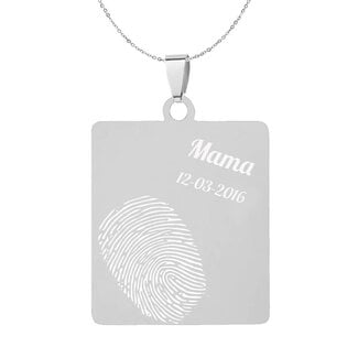 Vingerafdruk sieraad vierhoek zilverkleurig