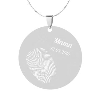 Vingerafdruk sieraad rond groot zilverkleurig