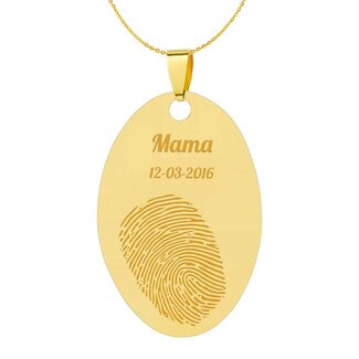 Vingerafdruk sieraad ovaal goudkleurig