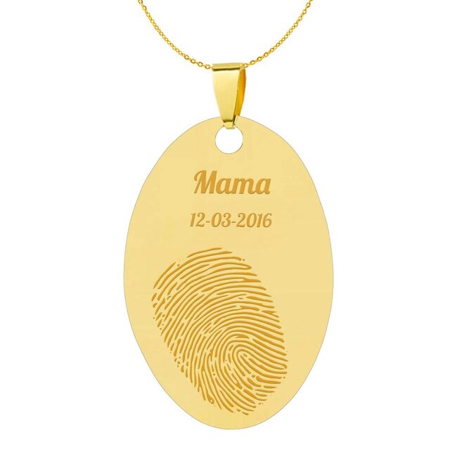 Vingerafdruk sieraad ovaal goudkleurig