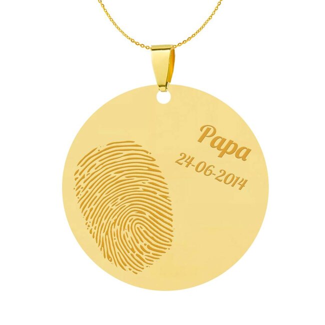 Vingerafdruk sieraad rond groot goudkleurig