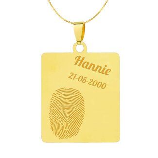 Vingerafdruk sieraad vierhoek goudkleurig