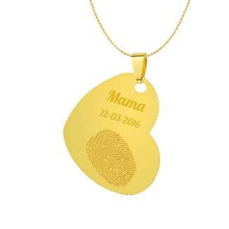 Vingerafdruk sieraad gekanteld hart goudkleurig