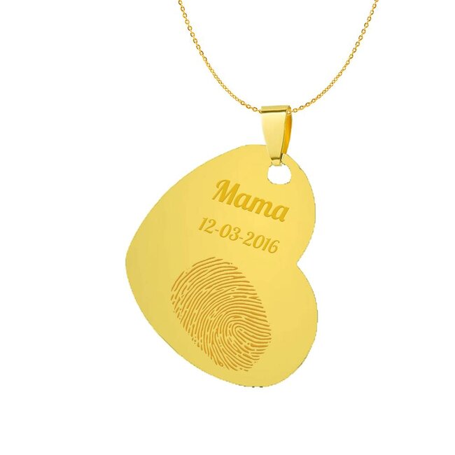 Vingerafdruk sieraad gekanteld hart goudkleurig