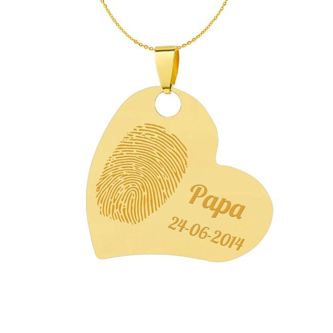 Vingerafdruk sieraad schuin hart goudkleurig