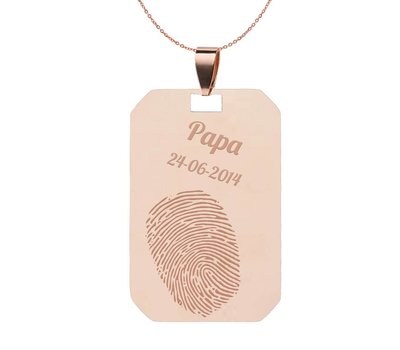 Vingerafdruk sieraad Vingerafdruk sieraad kleine dogtag rosé goudkleurig