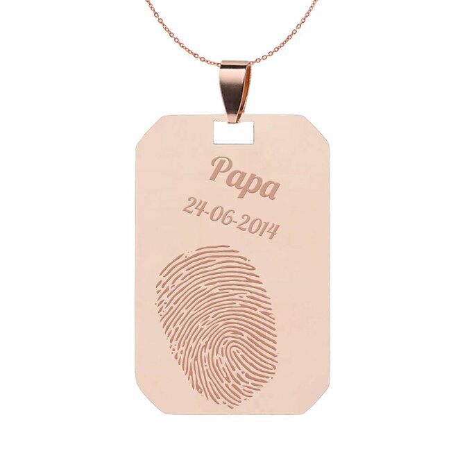 Vingerafdruk sieraad kleine dogtag rosé goudkleurig
