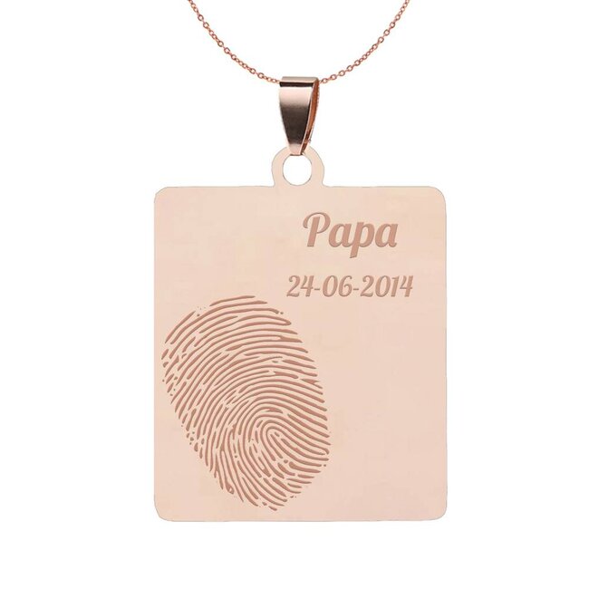 Vingerafdruk sieraad vierhoek rosé goudkleurig