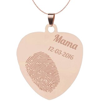 Vingerafdruk sieraad sweet hart groot rosé goudkleurig