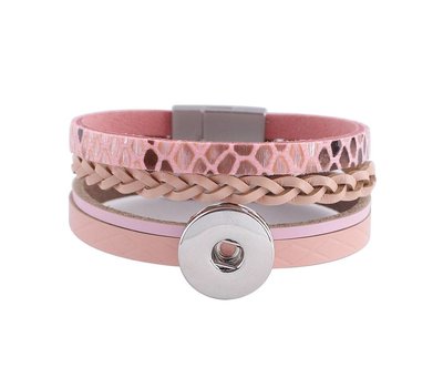 Clicks Sieraden Clicks armband leer snake roze