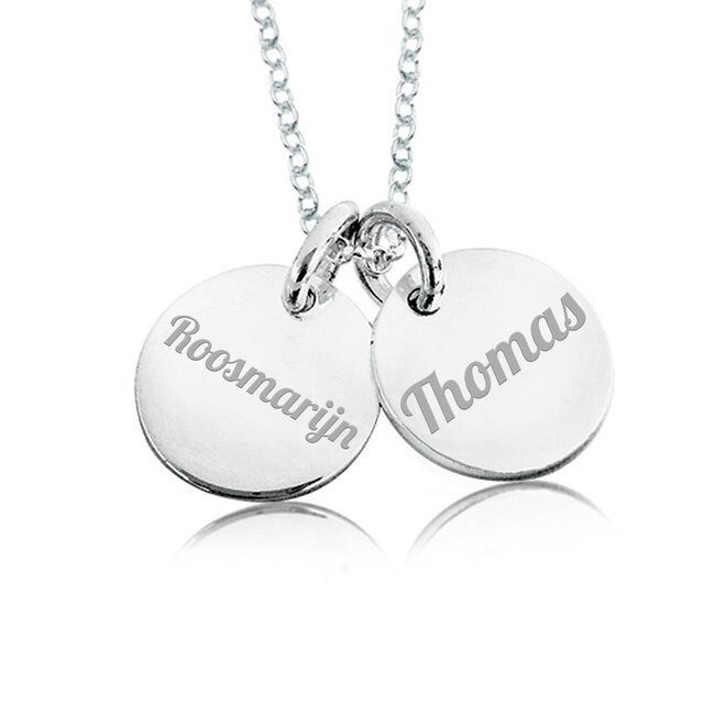 Ketting met 2 Namen Zilverkleurig