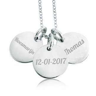 Ketting met 3 Namen Zilverkleurig
