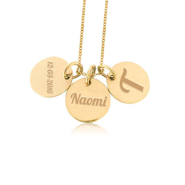 Ketting met 3 Namen Goudkleurig