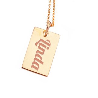 Ketting met Rechthoekje Rosé goudkleurig