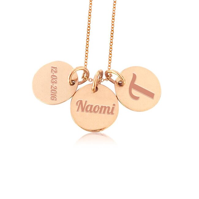 Ketting met 3 Namen Rosé goudkleurig