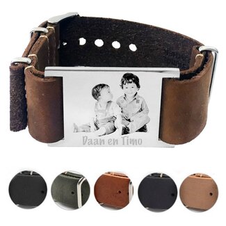 Leren Armband met foto Graveren Soul breed