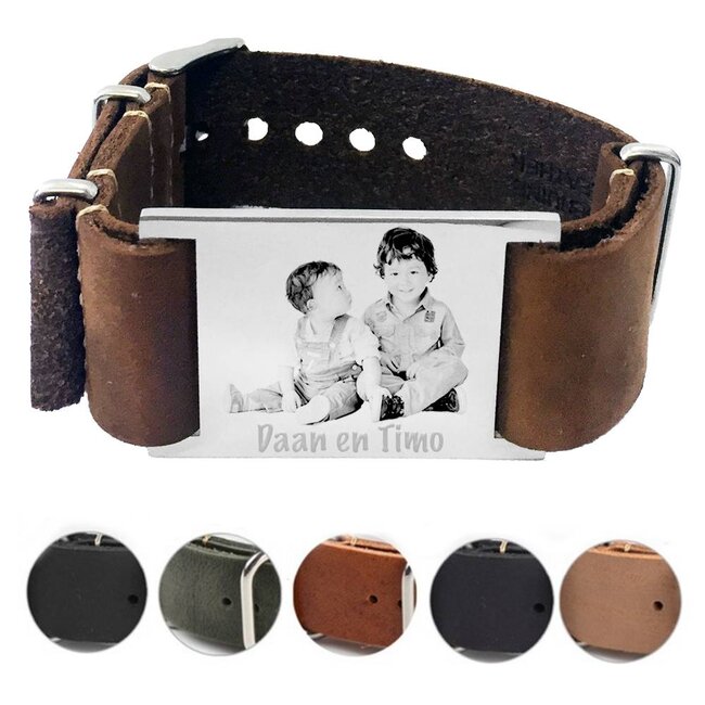 Leren Armband met foto Graveren Soul breed