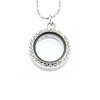 Floating locket Zilverkleurige memory locket rond medium strass met ketting