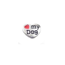 Floating Charms Floating charm love my dog hart zilverkleurig