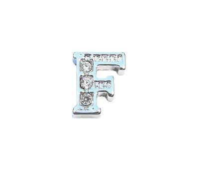 Floating Charms Floating charm letter f met crystals zilverkleurig voor de memory locket