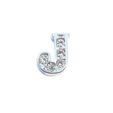 Floating Charms Floating charm letter j met crystals zilverkleurig