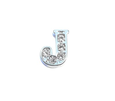 Floating Charms Floating charm letter j met crystals zilverkleurig voor de memory locket