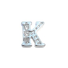 Floating Charms Floating charm letter k met crystals zilverkleurig