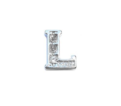 Floating Charms Floating charm letter l met crystals zilverkleurig voor de memory locket