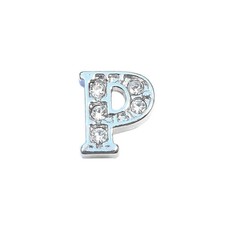 Floating Charms Floating charm letter p met crystals zilverkleurig