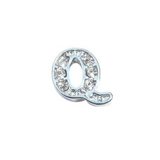 Floating Charms Floating charm letter q met crystals zilverkleurig