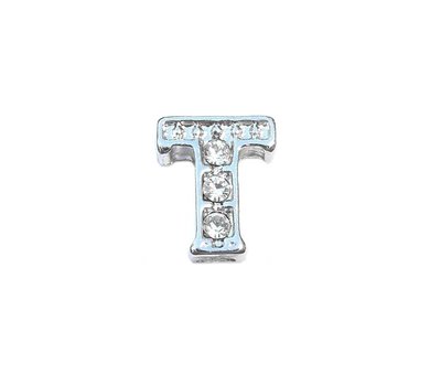 Floating Charms Floating charm letter t zilverkleurig voor de memory locket