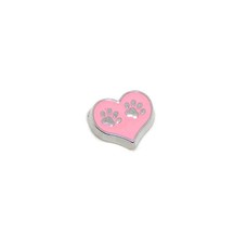 Floating Charms Floating charm hondenpootjes op hart roze