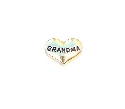 Floating Charms Floating charm grandma hartje goudkleurig voor de memory locket