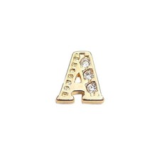 Floating Charms Floating charm letter a met crystals goudkleurig