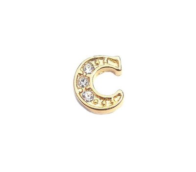 Floating Charms Floating charm letter c met crystals goudkleurig voor de memory locket