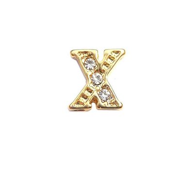 Floating Charms Floating charm letter x met crystals goudkleurig voor de memory locket