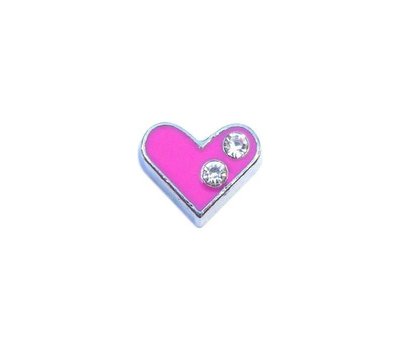 Floating Charms Floating charm roze hart met steentjes voor de memory locket