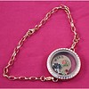 Floating locket Rosé goudkleurige memory locket armband twist rond large strass