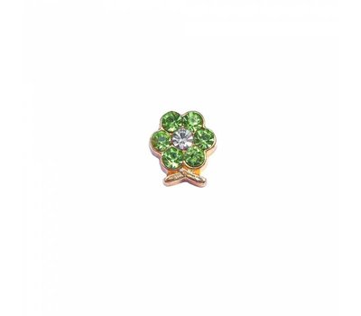 Floating Charms Floating charm geboortesteentje bloem augustus goudkleurig voor de memory locket